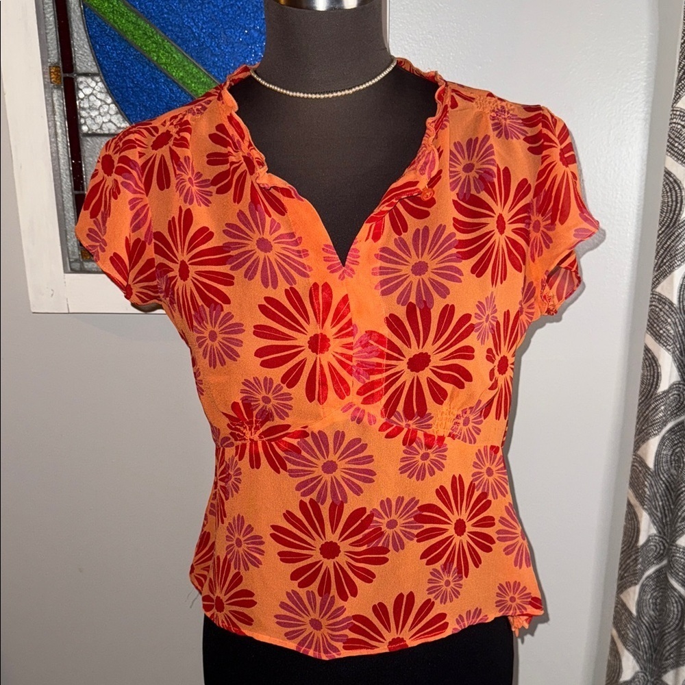 Bob Mackie Y2K 100% Silk Semi Sheer Top SZ 10P